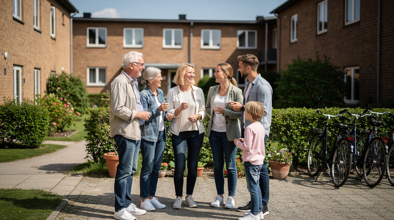 Group of neighbors gathered together outdoors